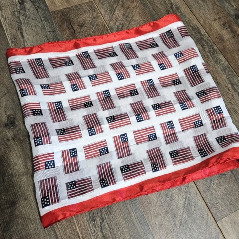 Patriotic Scarf Americana Red White Blue Flag Print USA 13 x‎ 57 Summer July